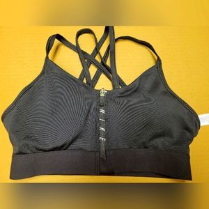 Nike Zip front black sports bra, strappy, removable cups